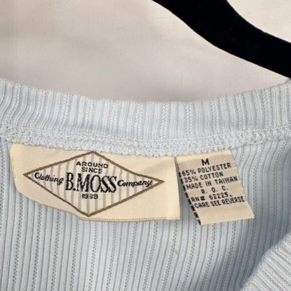 Y2K B. Moss Ribbed Henley Lettuce Trim Crop Shirt Pink & Blue Medium Baby Tee - Picture 16 of 16